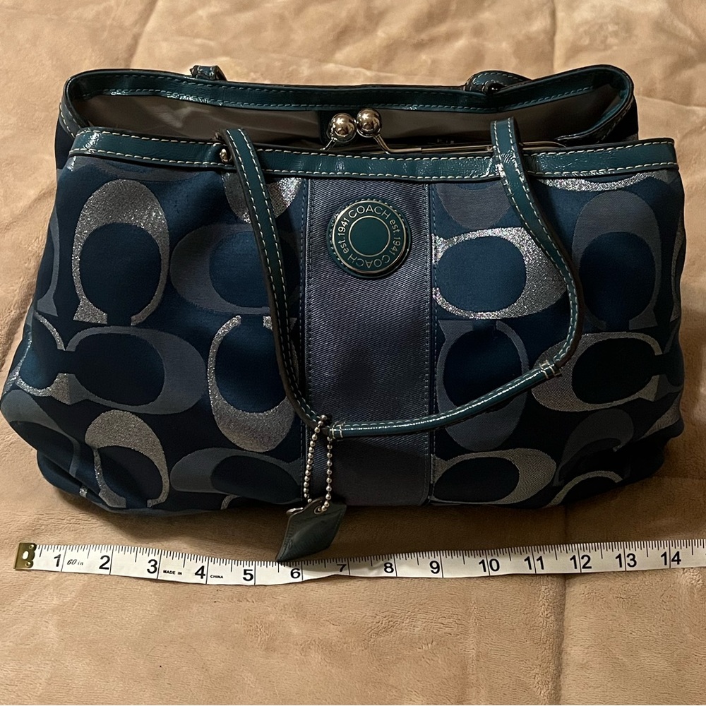 COACH Tote in Emerald Green and Silver